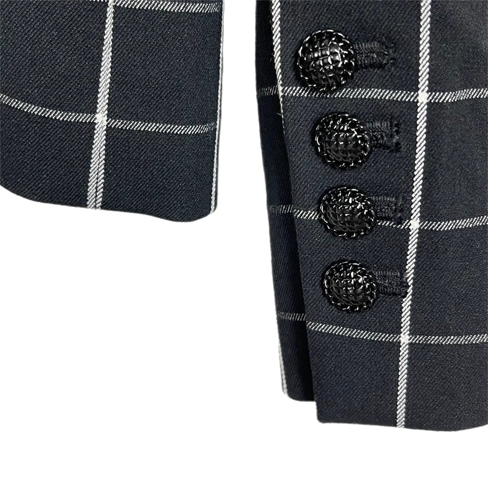 Karl Lagerfeld Plaid Jacket Blazer 10 Black White Career Professional - Picture 6 of 9